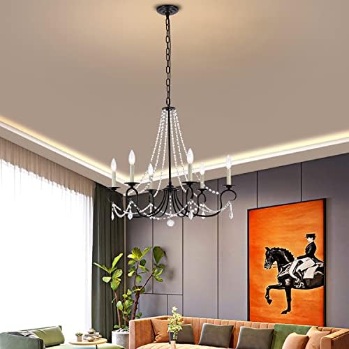 Modern 6 Light Candle Style Chandelier with Crystal Accents Dark Bronze
