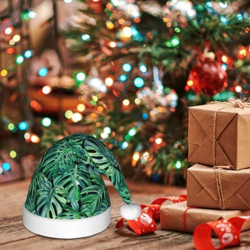 Monstera Leaf Santa Hat Kids Christmas Party Hat