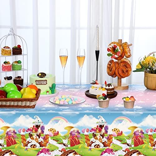 Tiamon 3 Piece Candyland Birthday Tablecloths for Kids