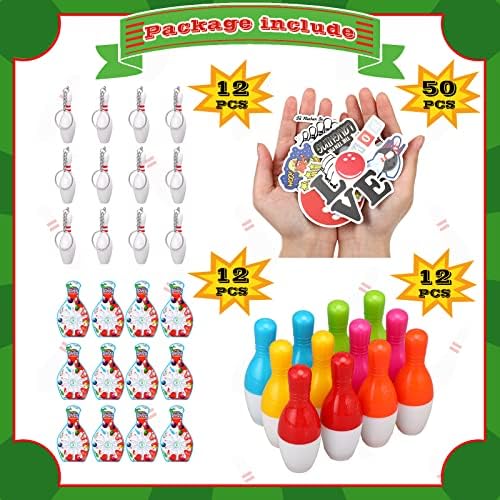 Deekin Bowling Party Favors 12 Pcs Keychain Pens Mini Set Stickers