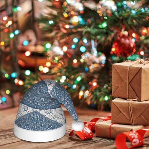 Vintage Persian Blue Santa Hat for Kids Christmas Party