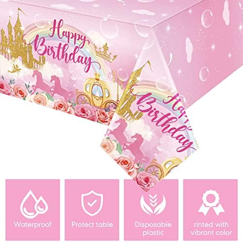 Oudain 3 Pack Princess Birthday Tablecloths