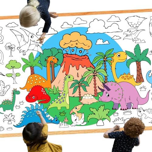 Dinosaur Giant Coloring Poster 30x72 Inches for Parties and Classrooms