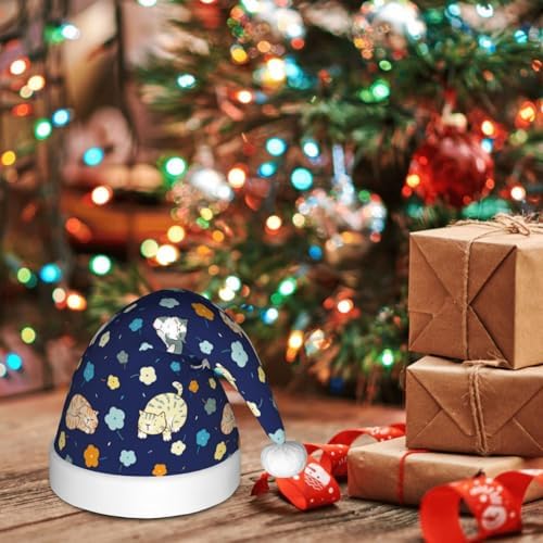 Cartoon Cat and Flower Santa Hat for Kids