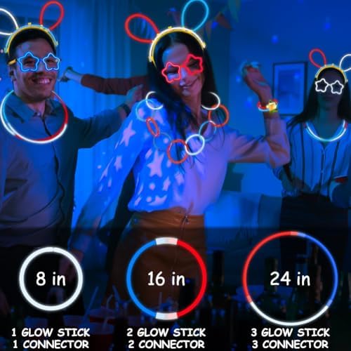 LUKBERA 212pcs Glow Sticks Party Favors for Independence Day