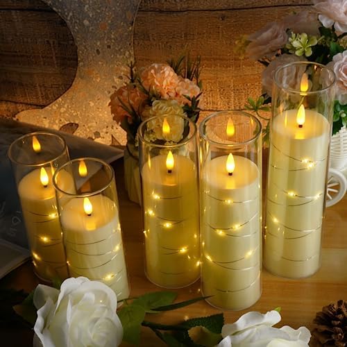 Flameless LED Candles with Timer 5 Pack Ivory