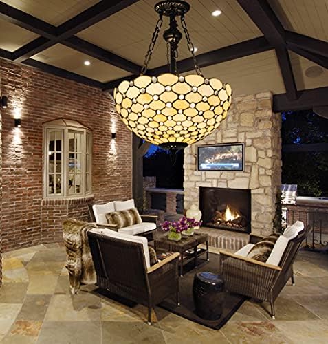 Tiffany Stained Glass Chandelier 3 Light Vintage Ceiling Lamp