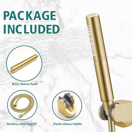 Hoimpro 2 In 1 Handheld Shower Head Set with High Pressure and Brushed Gold Finish