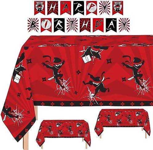 Oojami 3 Pack Ninja Themed Party Tablecovers with Banner