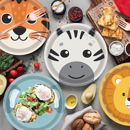 60Pcs Jungle Safari Animal Shaped Paper Plates