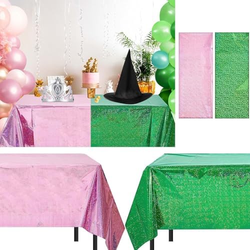 Witch Birthday Party Tablecloth Pink Green 2pcs