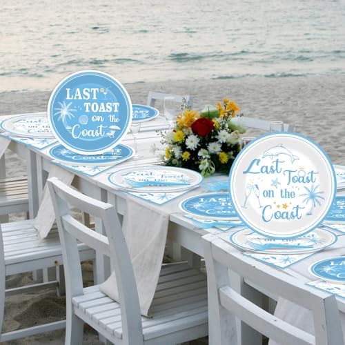 96Pcs Coastal Party Plates Napkins Forks Set