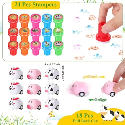Threan 224 Pcs Farm Animals Party Favors Set