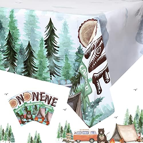 Kreatwow 3 Piece Camping Theme Tablecloth Birthday Party Decor