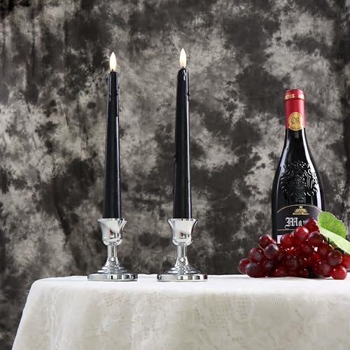 Black Flameless Taper Candles with Remote and Timer 6 Pack