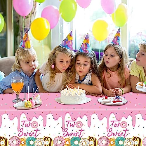 ZOIIWA 3 Pack Donut Themed Birthday Tablecloths