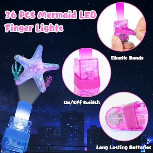 36Pcs Mermaid LED Finger Lights Party Favors