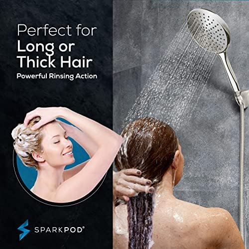 SparkPod 6-Inch High Pressure Handheld Shower Head with Hose - Brushed Nickel