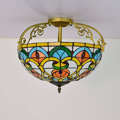 Tiffany Style Stained Glass Chandelier 16 Inch