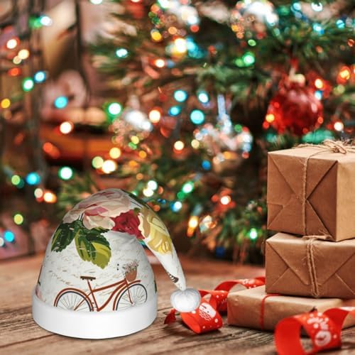 Vintage Bike Flower Butterfly Santa Hat for Kids