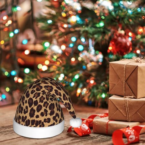 Leopard Print Santa Hat for Kids Christmas Party Wear