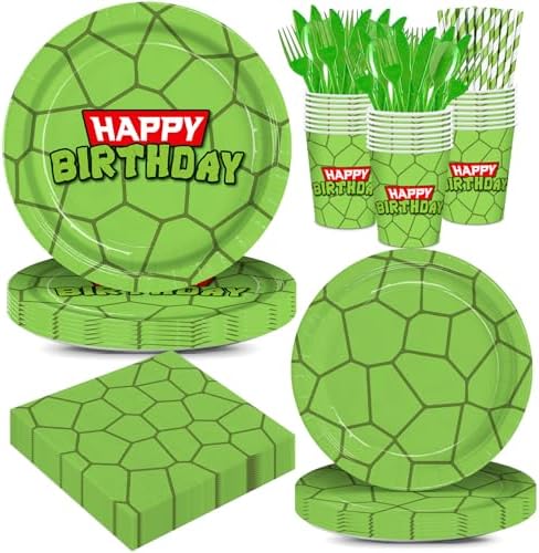 Eywusco 192pcs Turtle Birthday Tableware Set for Kids Party Supplies