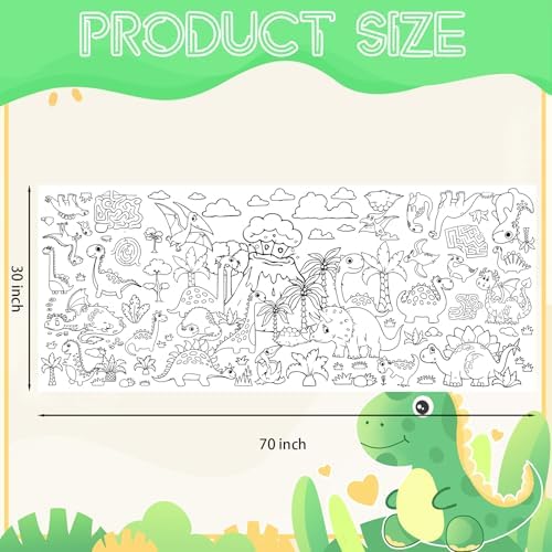 Dinosaur Giant Coloring Poster 30x72 Inches for Parties and Classrooms