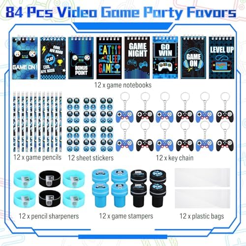 TecUnite 84 Pcs Video Game Party Favor Set