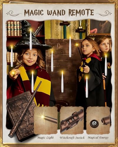 Floating Candles with Wand 10PCS - Flameless Magic Halloween Decor