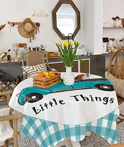 Square Tablecloth Waterproof Stainproof Retro Farm Blue