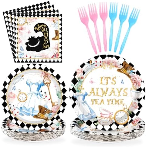 Grencian 96 Pcs Alice in Wonderland Party Decorations