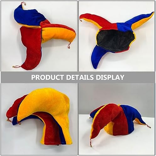 LOGOFUN Halloween Clown Hat Multicolor Triangle with Bell for Party and Costume