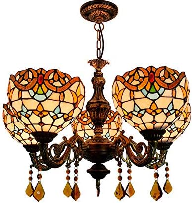 24 Inch 5 Head Crystal Chandelier for Dining Room Bar Cafe