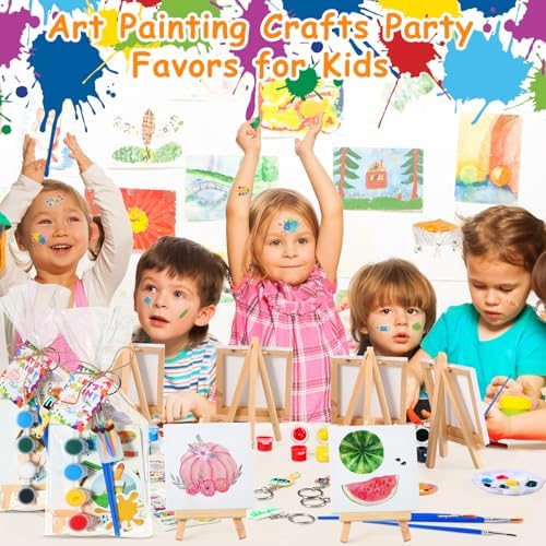 HyDren 254 Paint Party Favors Set with Canvas Paint Pots Keychains