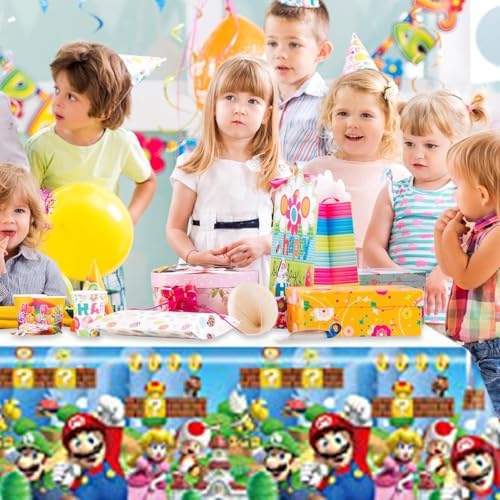 2Pack Mario Tablecloth Disposable Tablecover for Birthday Party Supplies and Decorations