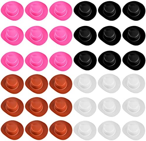 40 Piece Plastic Mini Western Cowboy Hats for Dollhouse Decor