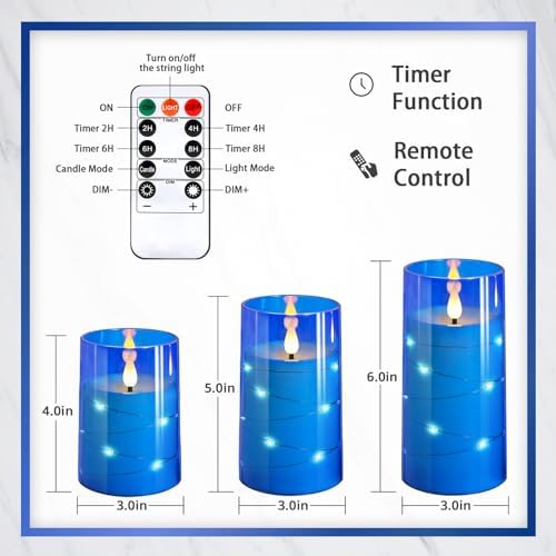 NURADA Flameless Candles with 3D Wick and Remote Control - 3 Pack for Romantic Decor