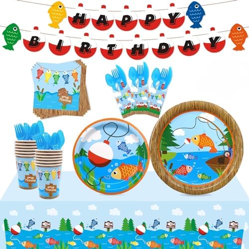 Gone Fishing Party Tableware Set for 20 Guests