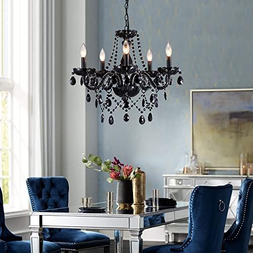 Saint Mossi Modern K9 Crystal Chandelier Black 5 Lights