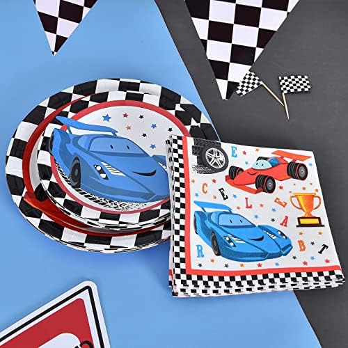 Wernnsai Race Car Party Plates Napkins Set 48PCS