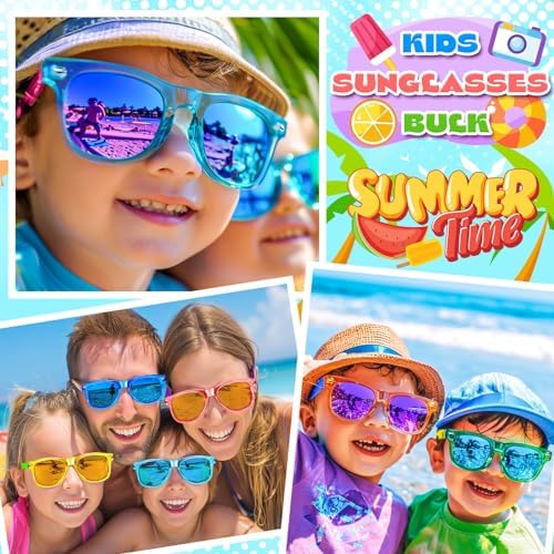 GIFTINBOX 24 Pack Kids Neon Sunglasses