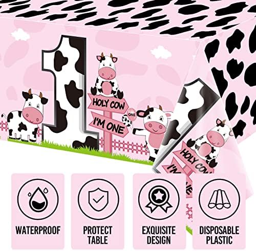 3Pack Pink Holy Cow Im One Birthday Tablecloths Decorations