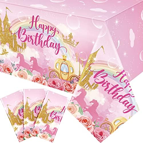 Oudain 3 Pack Princess Birthday Tablecloths