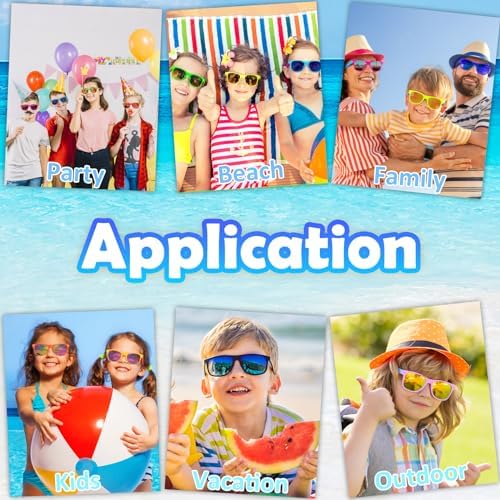 48 Pack Kids Sunglasses Party Favors Neon Bulk for Boys Girls Summer Beach Pool Birthday Supplies