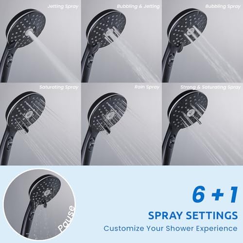 Ryamen 8 Inch Dual Shower Head Combo with 5 Spray Settings and Pause Function