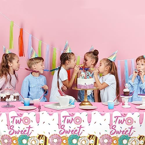 ZOIIWA 3 Pack Donut Themed Birthday Tablecloths