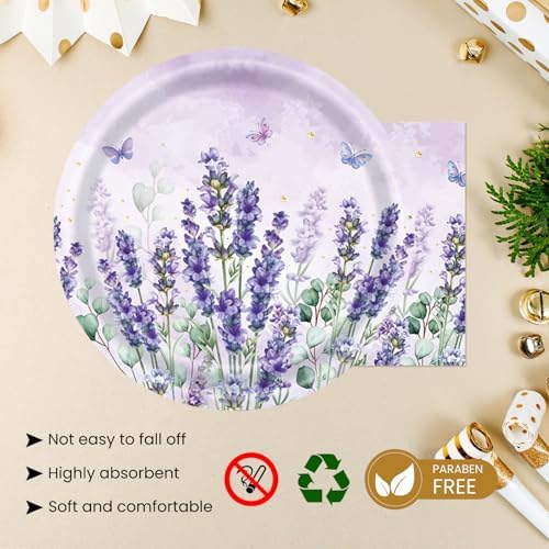 40PCS Purple Lavender Paper Plates and Napkins