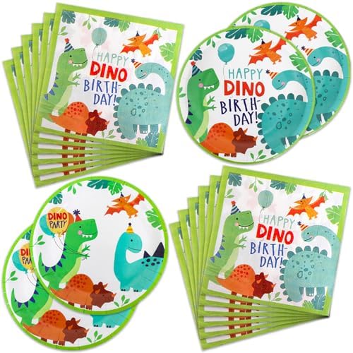 40 Pcs Dino Birthday Supplies Plates Napkins for Kids Party