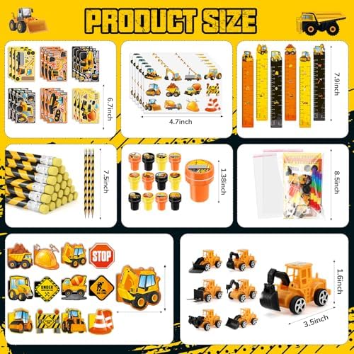 BenLouis 192Pcs Construction Party Favors Set for Kids