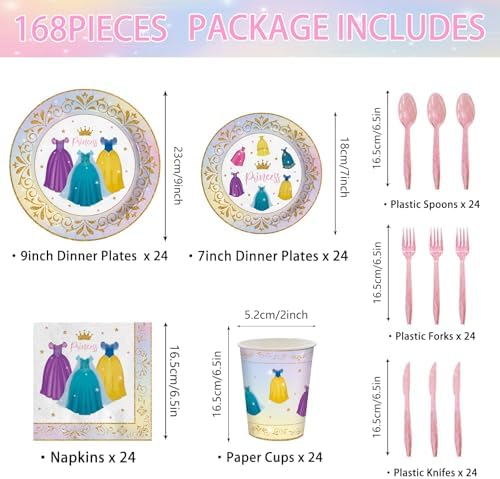 Princess Birthday Party Tableware Set 24 Guests